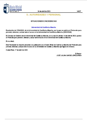 Protocolo para prevenir, detectar y actuar ante el acoso en la UCLM