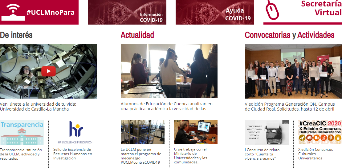 Accesos directos a noticias de interés, actualidad y convocatorias