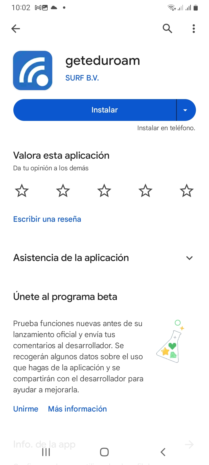 Android 12 Get Eduroam en Play Store