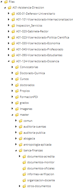 Estructura directorios de documentación del Master