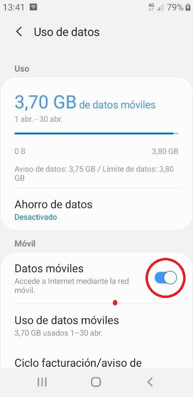 Seleccionar datos móviles